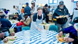 Enjoying a hot meal