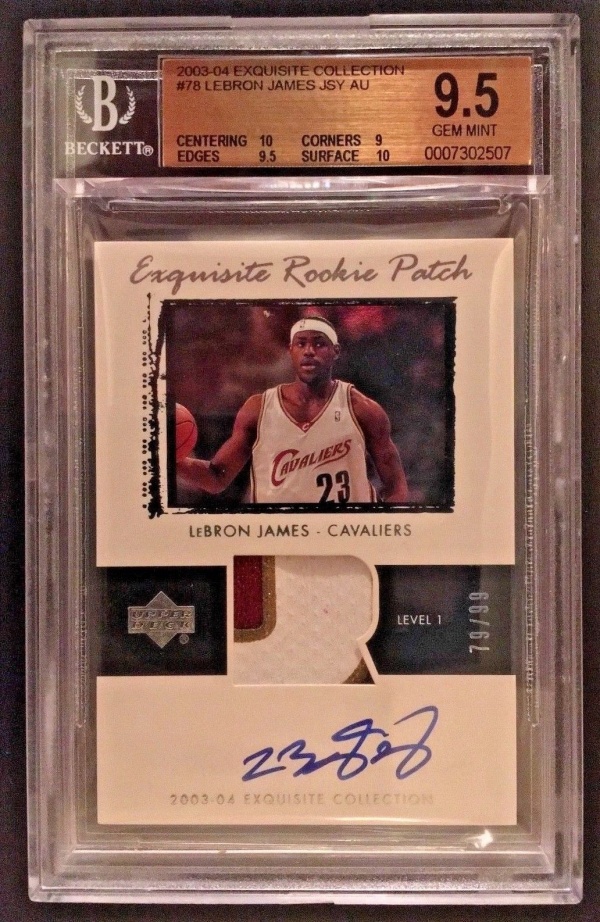 2003 04 LeBron James UD Exquisite Auto 3 CLR Patch 79of 99 RC BGS 10.5 Gem Mint