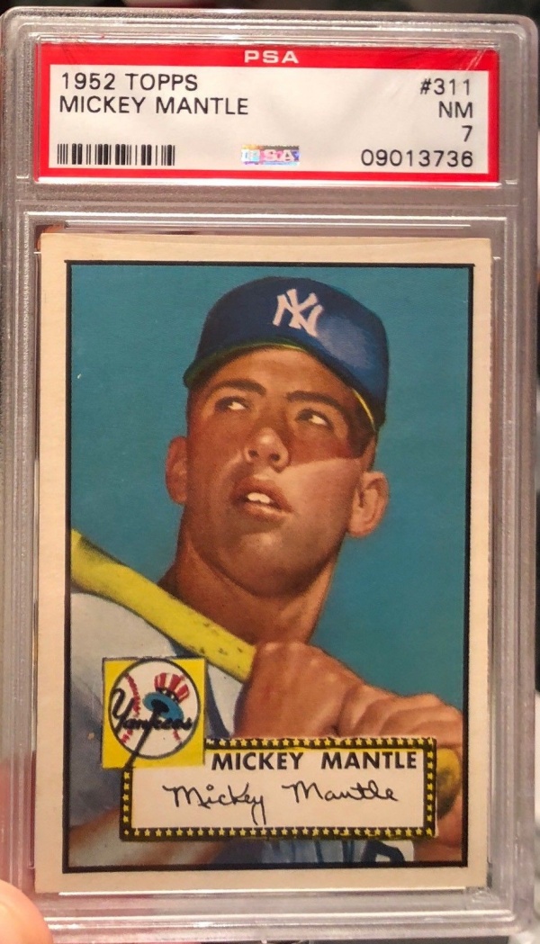 Two Card Lot 1952 Topps Mickey Mantle PSA 7 1941 Play Ball Joe DiMaggio PSA 9