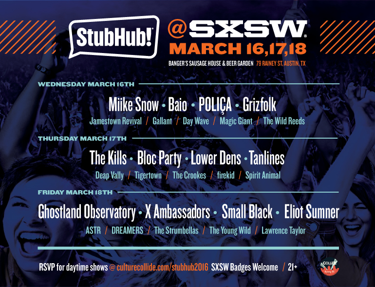 Lineup Announced for StubHub's Music Experience at SXSW